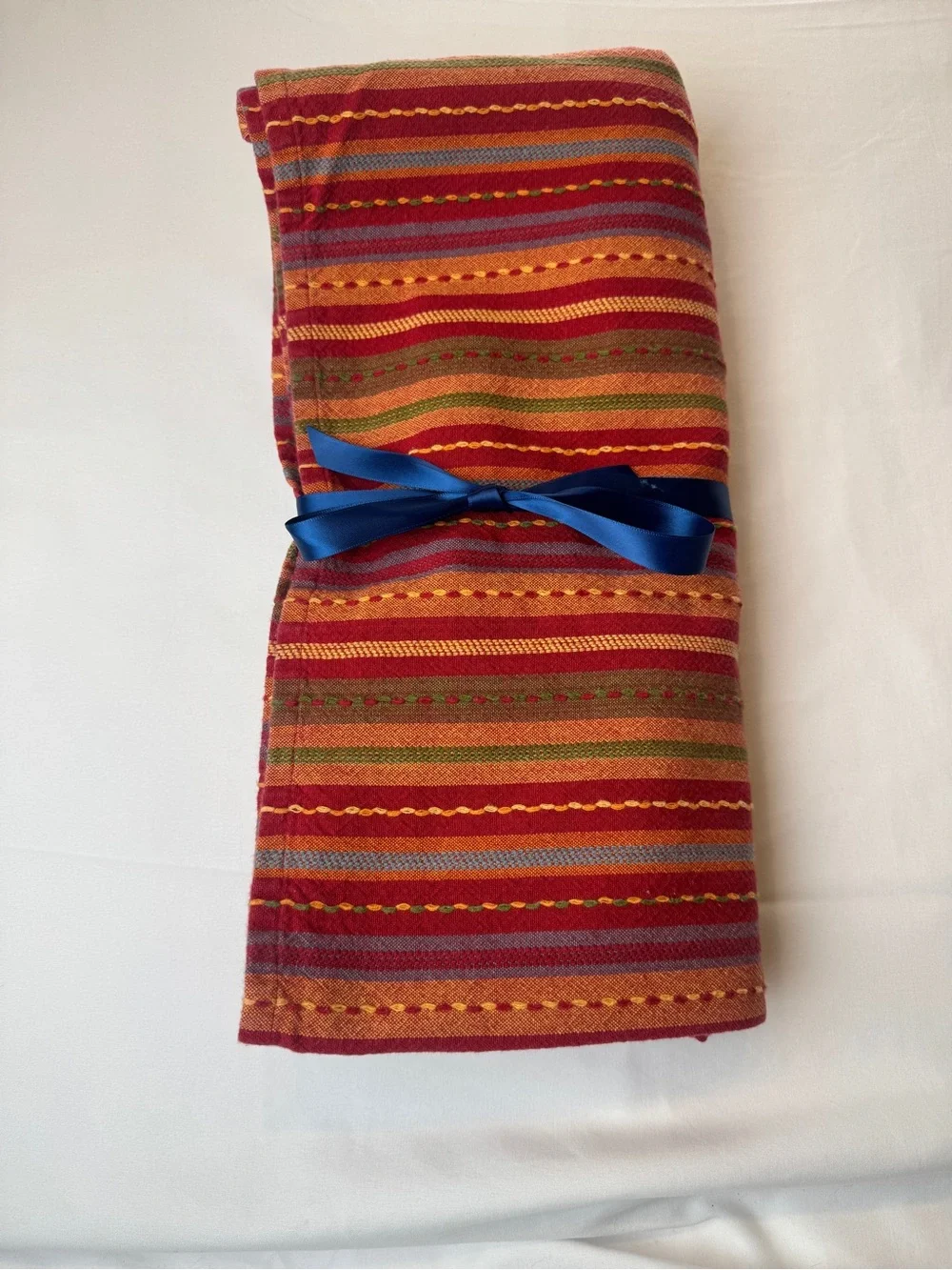 Striped Multicolor Kitchen Towel - Red, Orange & Green